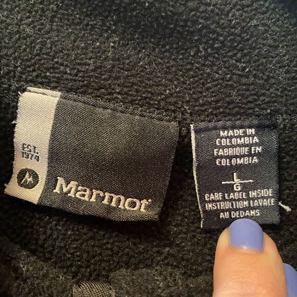 MARMOT Polartec Long Sleeve Quarter Zip Pullover Black Men’s Size Large - Picture 4 of 6